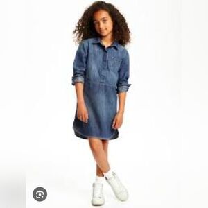 Old Navy Girls Blue Denim Shirt Dress Size M 8